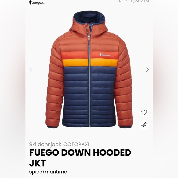 COTOPAXI FUEGO DOWN HOODED JKT Vibrant /Orange Navy Puffer Jacket size small - Picture 3 of 10